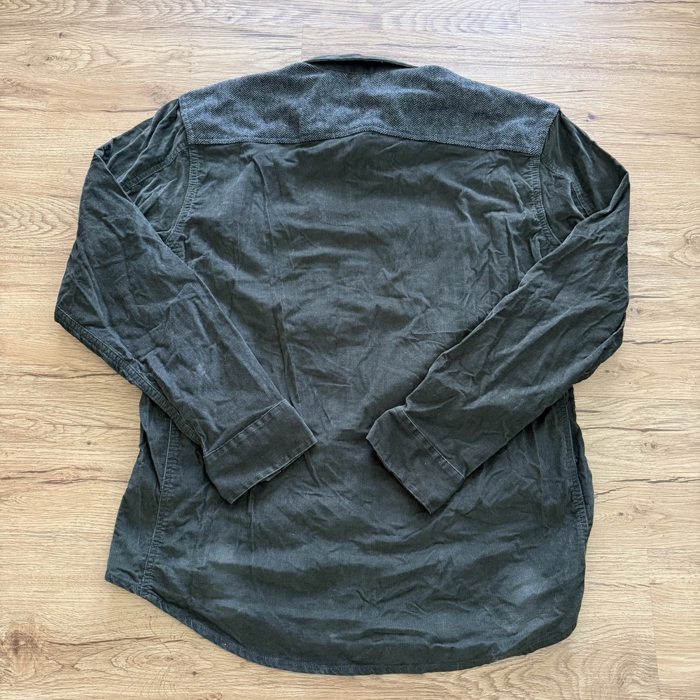 Tommy Hilfiger Shirt Mens XL Slim Fit Green Corduroy Button Up Elbow Patches - Picture 4 of 7